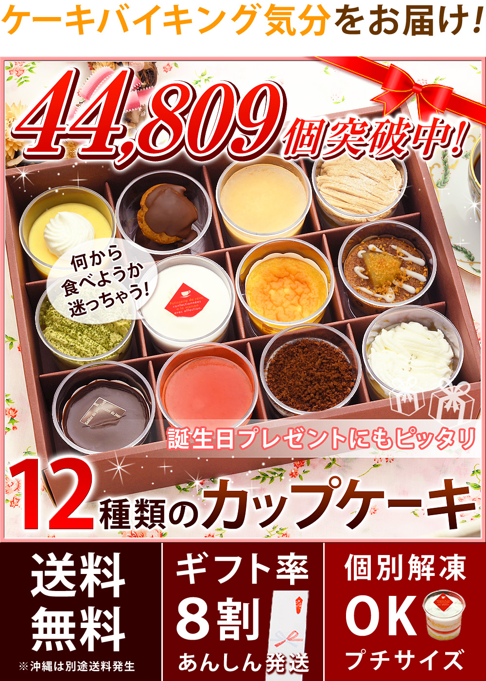 ケーキバイキング気分をお届け！誕生日プレゼントにもピッタリ♪12種類のカップケーキ