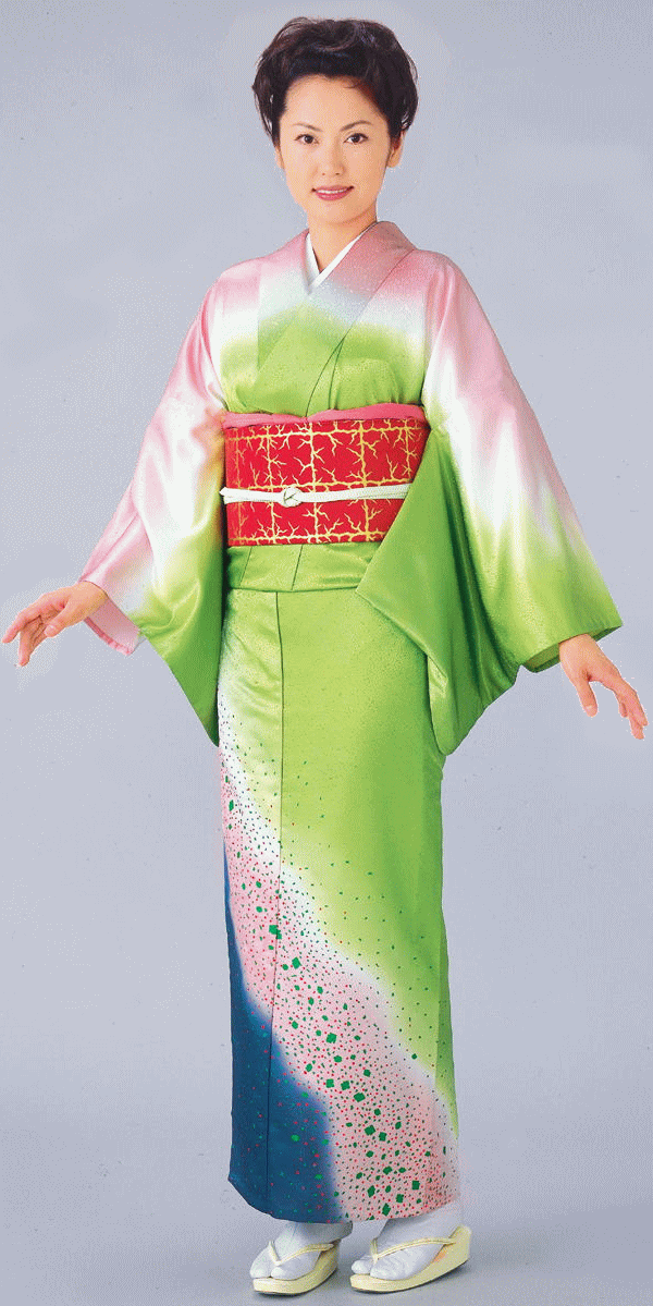 着物　反物 訪問着 着物 反物 女性 男性 踊り 絵羽 洗える着物 鶸色 霰 吹雪