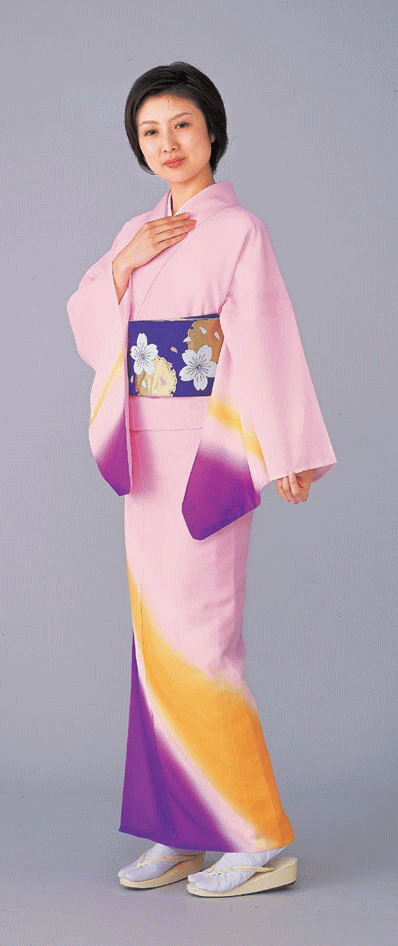 訪問着 着物 反物 女性 男性 踊り 絵羽 洗える着物 ピンク地 ぼかし