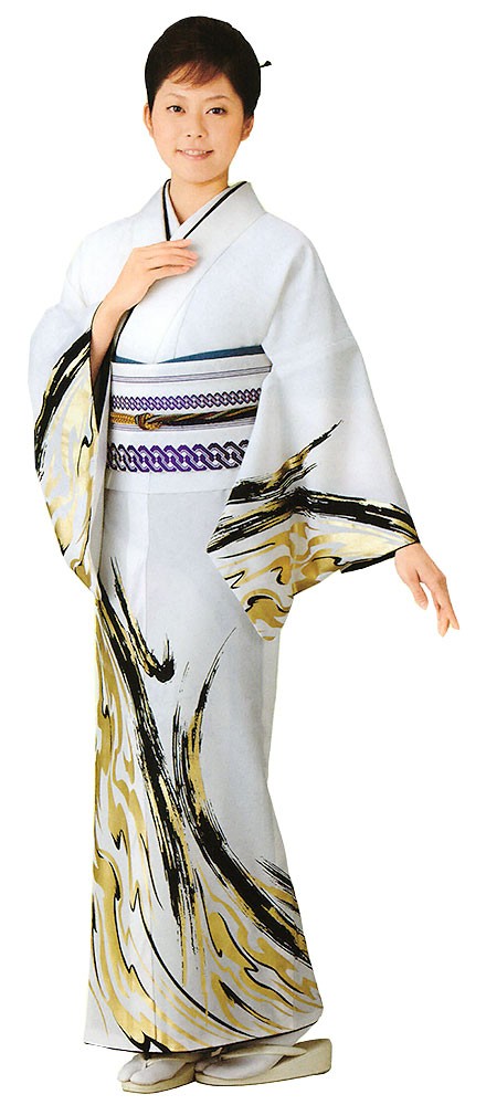 訪問着 女性 プレタ 踊り 絵羽 洗える着物 白 激流 : カメヤダイレクト