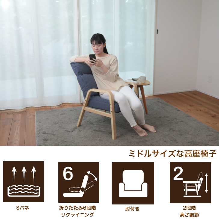 明光ホームテック ミドルサイズな高座椅子 AD-ニール BE BGY