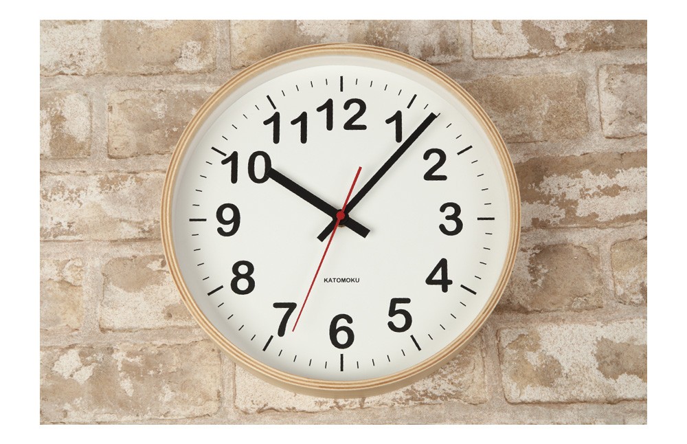 壁掛け時計 電波時計 KATOMOKU plywood clock 2 ナチュラル km-42MRC