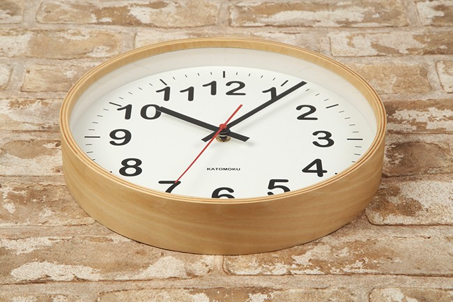 壁掛け時計 電波時計 KATOMOKU plywood clock 2 ナチュラル km-42MRC