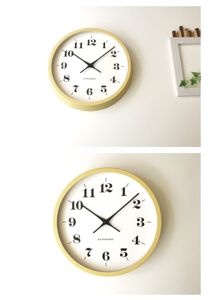 掛け時計 電波時計 KATOMOKU muku 連続秒針 km-97YRC clock イエロー