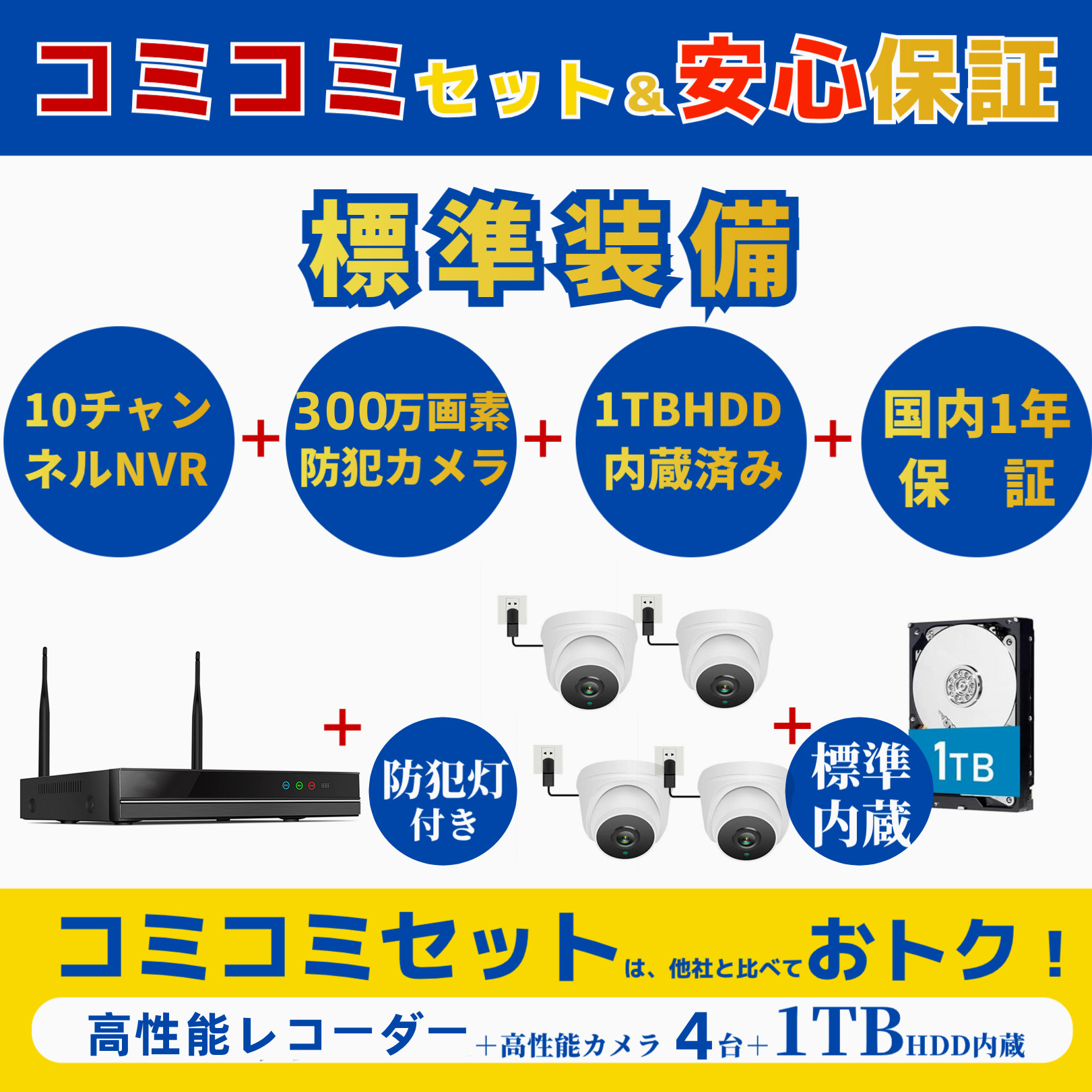 防犯カメラ セット 8台 ワイヤレス 店舗用 家庭用 屋内 監視カメラ