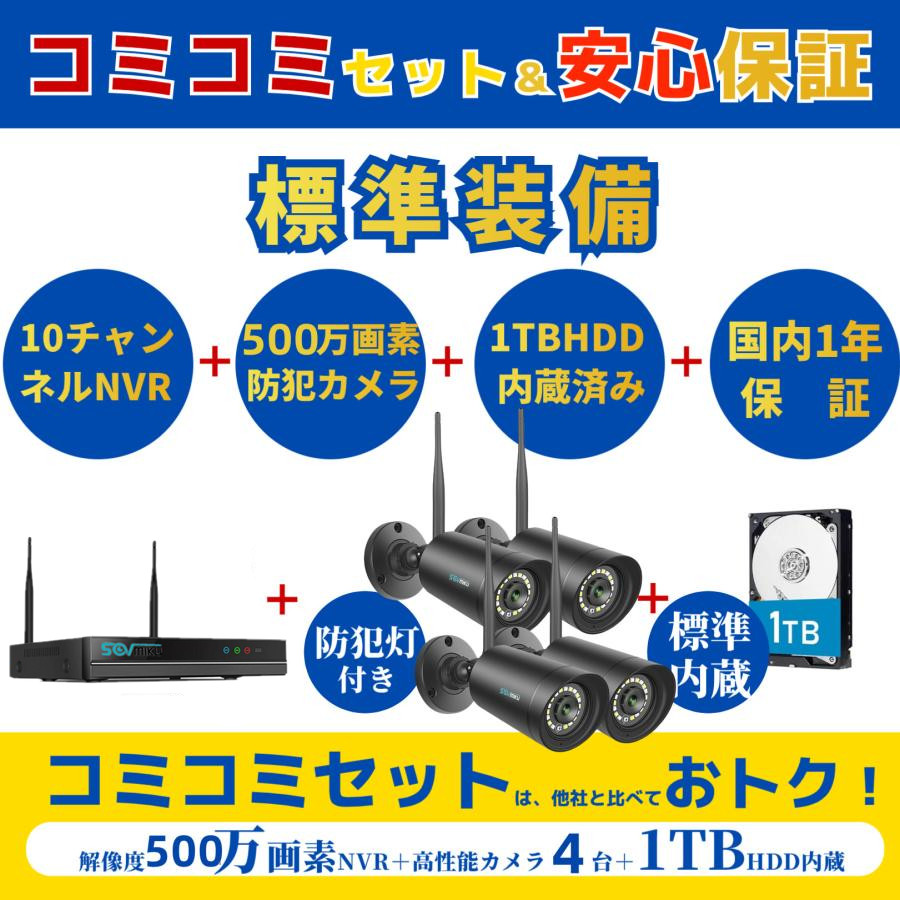 防犯カメラ 屋外 工事不要 防犯カメラセット wifi ワイヤレス