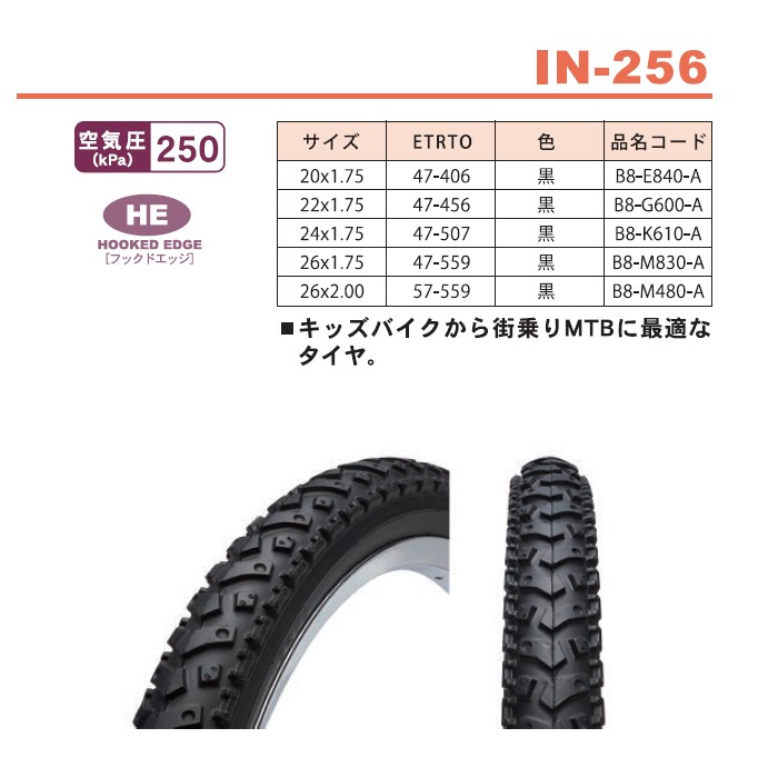自転車タイヤ 20インチ シンコー 20X1.75 H/E SR046 ジュニア 