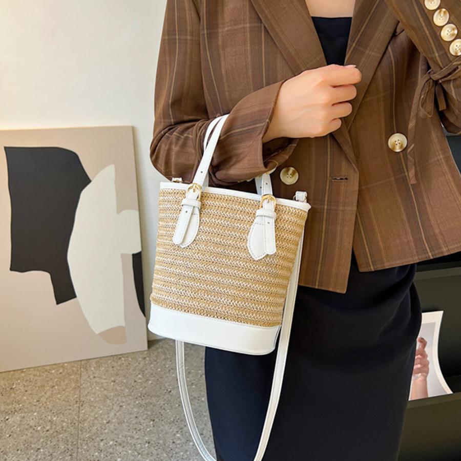 大特価】ストローショルダーバッグ かごバッグ 夏 : KANストア - 通販