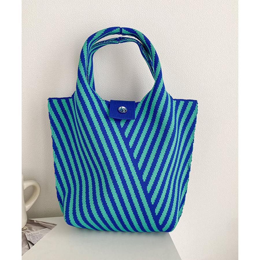 【新品・未使用】まりや★ニットトートバック☆ライブ会場購入！希少です！ 大特価】ストライプニットバッグ ミニバッグゆうパケット可