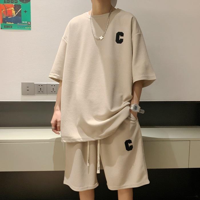 セットアップ メンズ 半袖 ワッフル 夏 上下セット Tシャツ