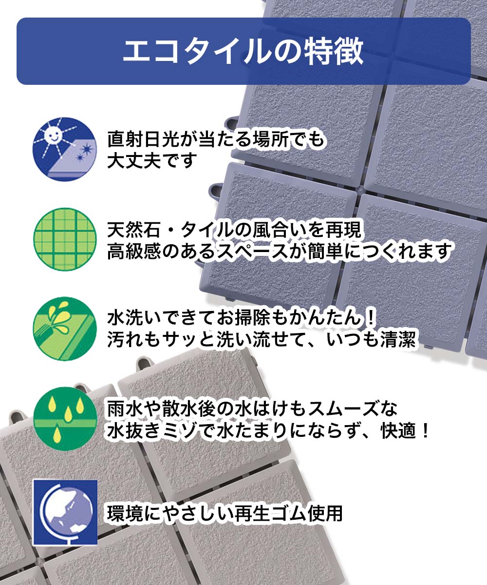 ワタナベ工業 ジョイントタイル 天然石調 30×30cm 60枚 日本製 | 屋外 