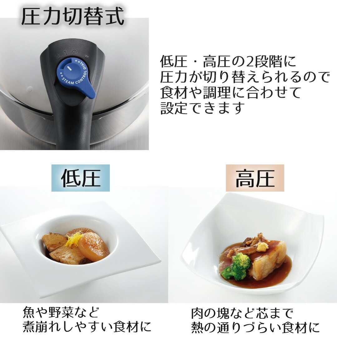 圧力鍋 IH対応 4.5L ベストコ 圧力2段切り替え式 ステンレス製 | ガス