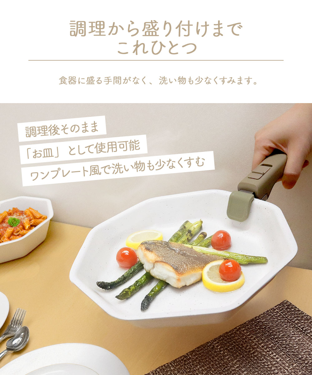 お皿にもなる IH ワンハンドルフライパン 4点セット テラゾーキッチン