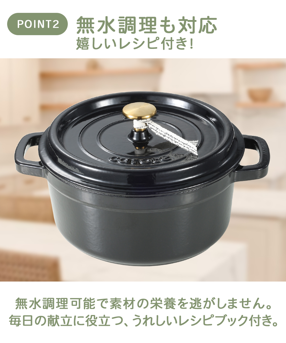 公式販売店】 CAROTE カローテ 両手鍋 鉄 鋳物 鍋 22cm IH対応 ガス火