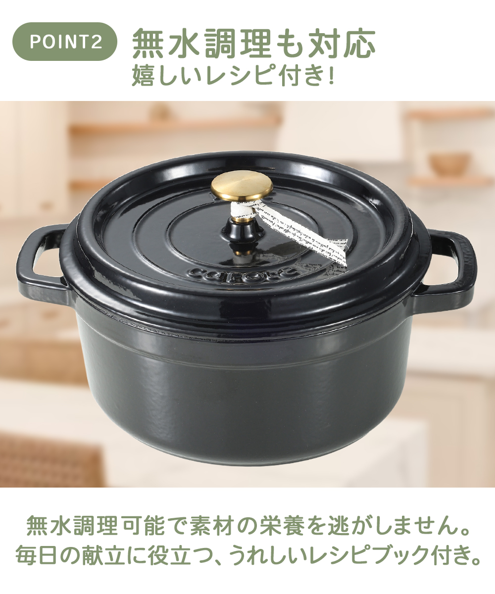 CAROTE カローテ 両手鍋 鉄 鋳物 鍋 24cm IH対応 ガス火対応