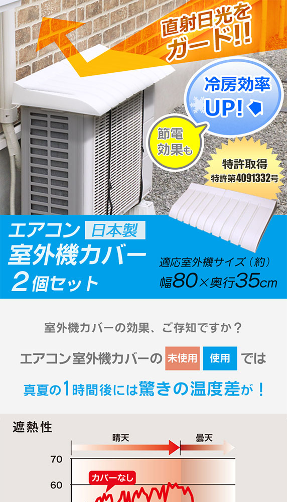 エアコン室外機カバー 日除け 2個セット | 日よけ 屋外 屋根
