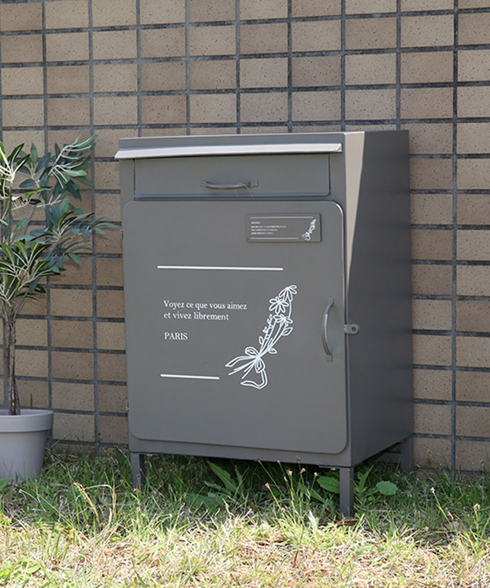 宅配ボックス　マーガレットの絵がかわいい　ＧＹ　グレー 宅配ボックス マーガレット グレー 不二貿易 | 宅配BOX ポスト ポスト