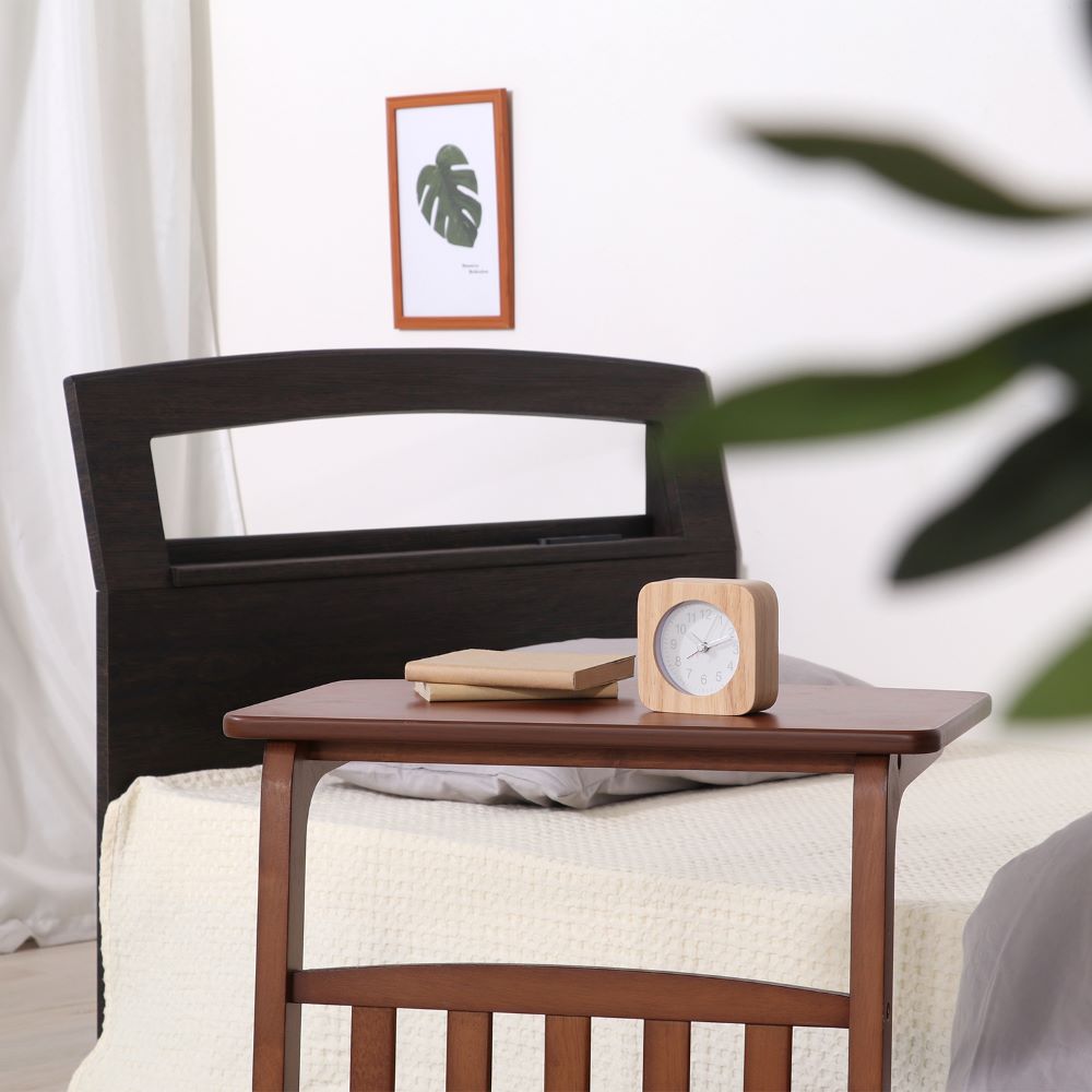 置き時計 ウッド スクエア 天然木 コンパクト 電池式 不二貿易 | 時計