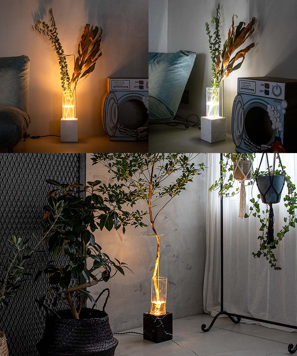 TIC フラワーべースランプ シルバー リモコン付 フロアランプ LED 照明