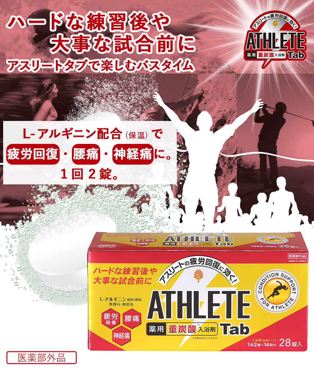 薬用 重炭酸 入浴剤 タブレット ATHLETE Tab 14回分 1回2錠 28パック
