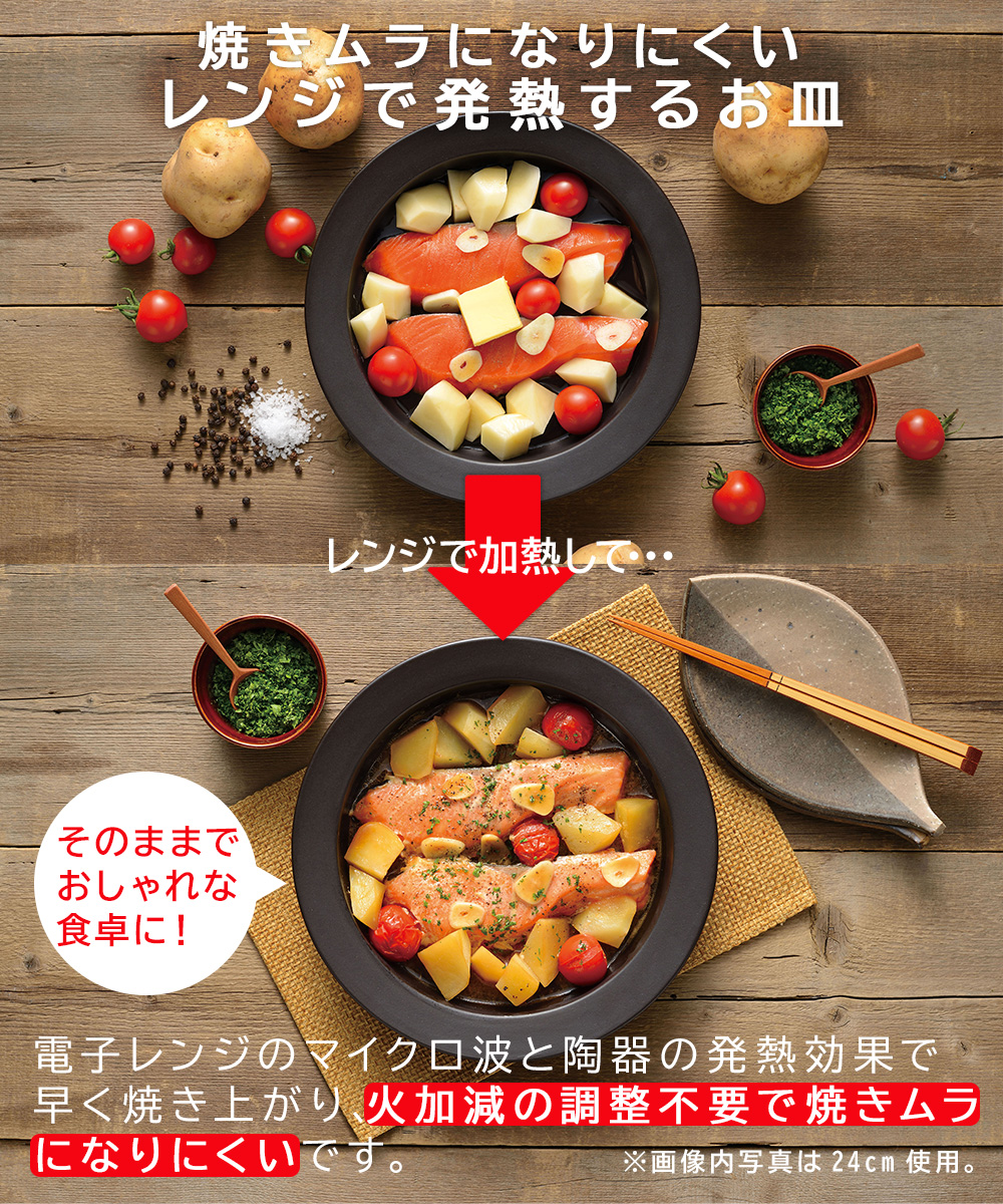 マジカリーノ レンジ で発熱する 皿 20cm 24cm セット | 直火 電子