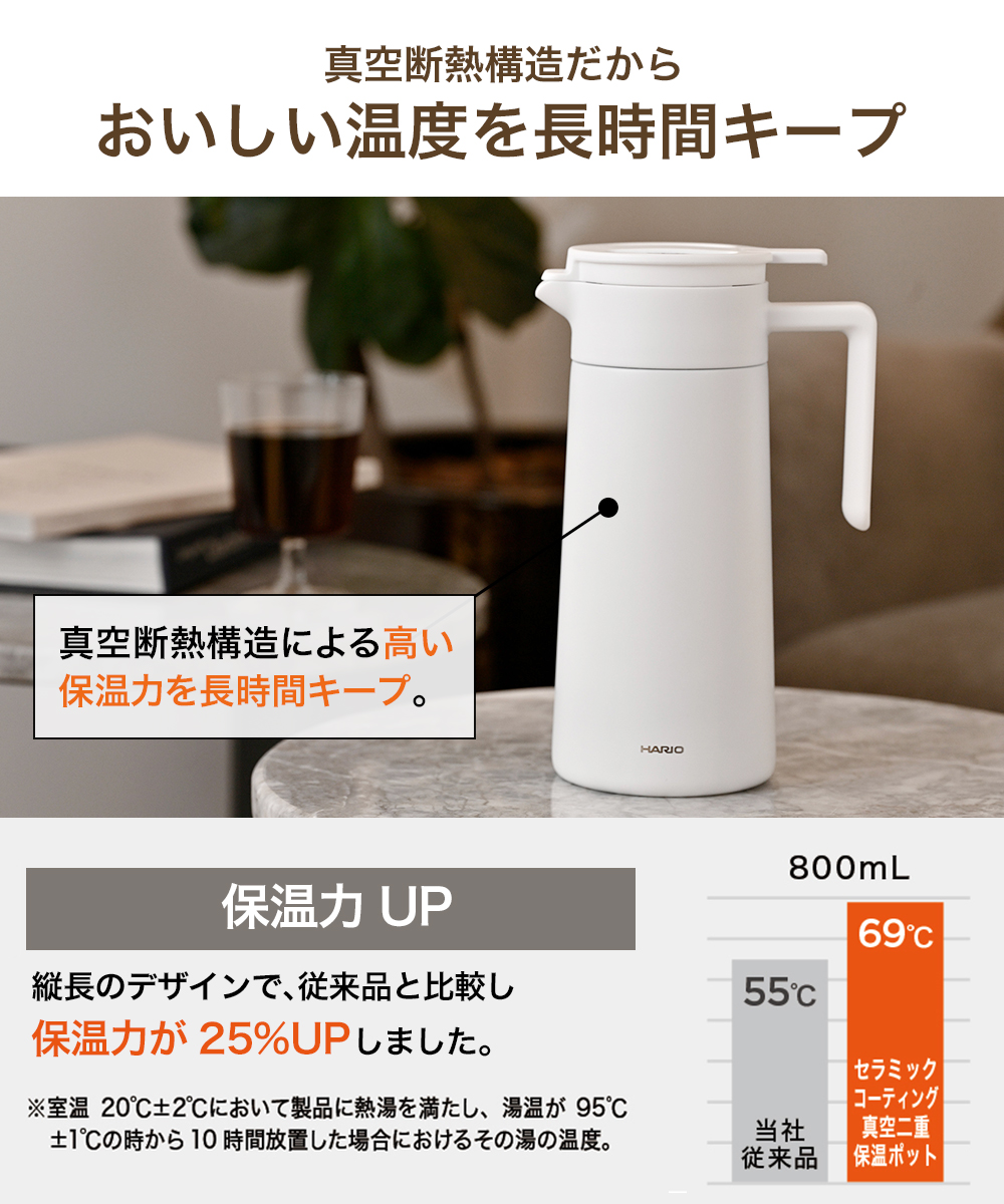 セラミックコーティング 真空二重保温ポット 800・マグ 470セット
