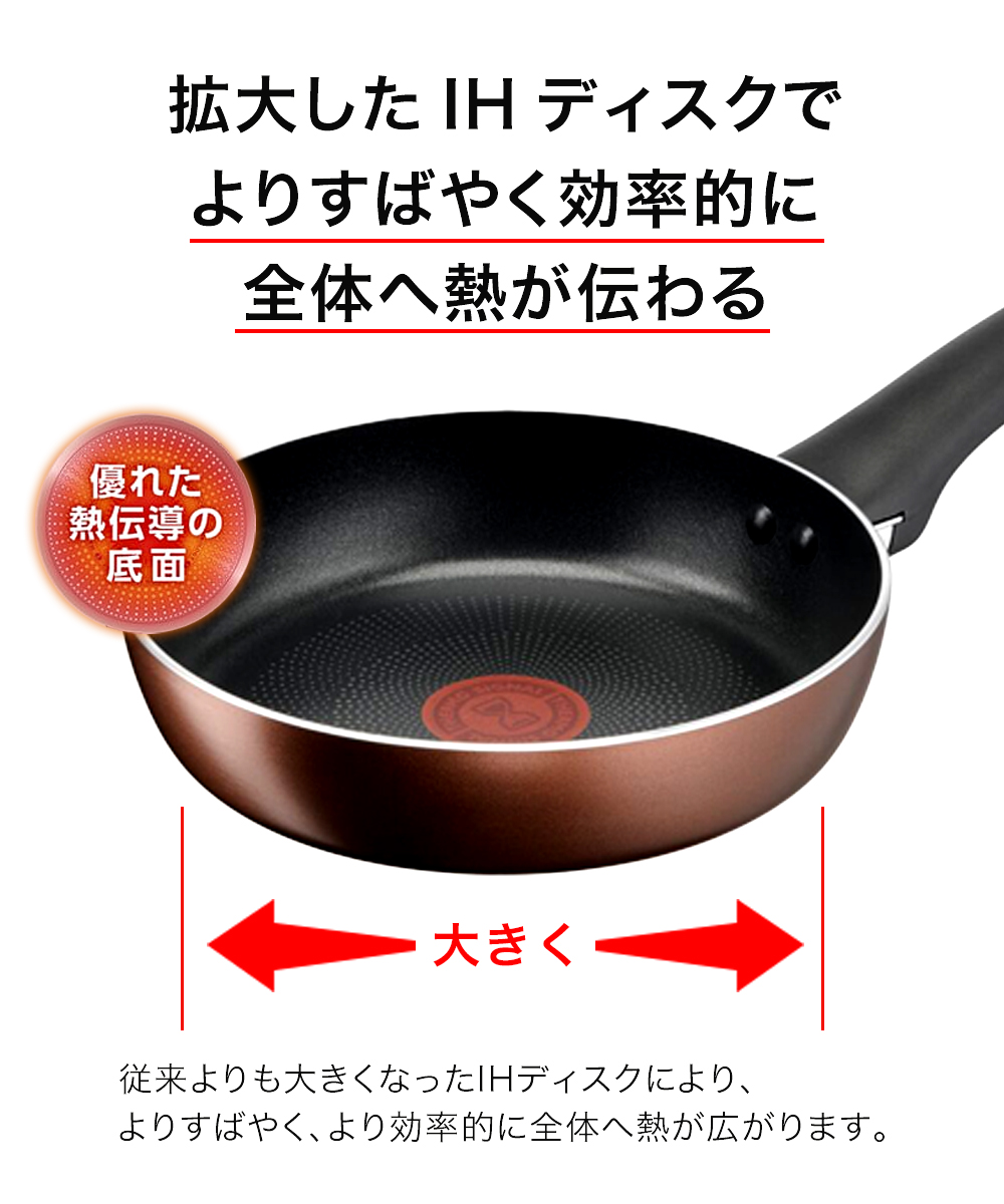 ティファール IHチタン・エクセレンス モカ フライパン IH 26cm G17205