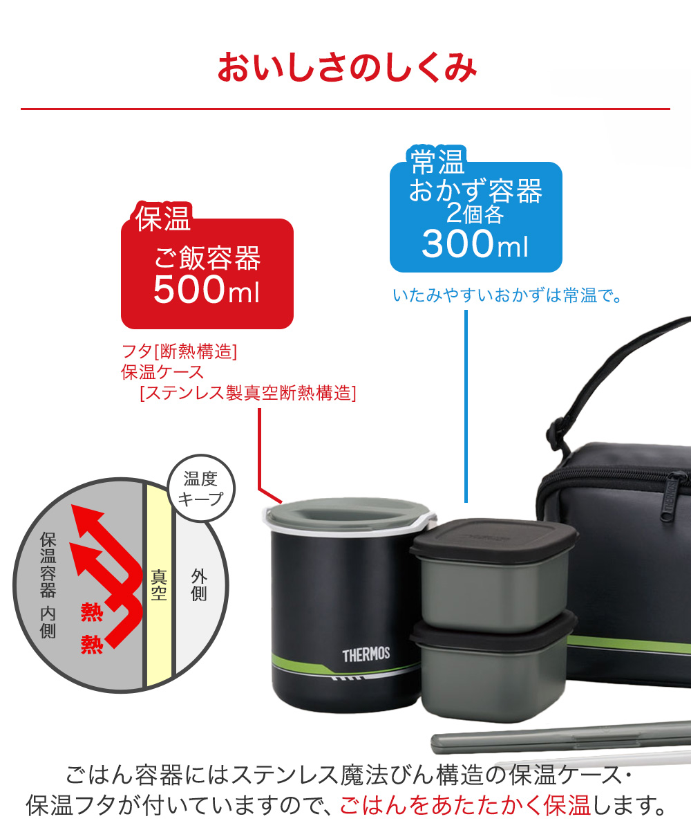 保温弁当箱 マットブラック DBQ-502-MTBK サーモス | 食洗機対応 保温