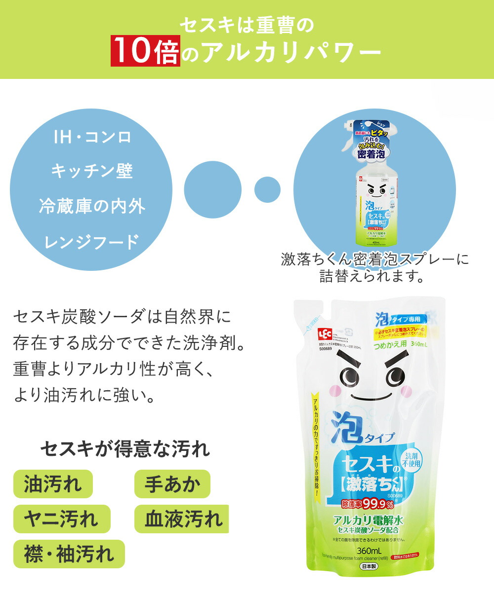 激落ちくん セスキ 密着泡 スプレー 詰替え用 360ml レック 日本製