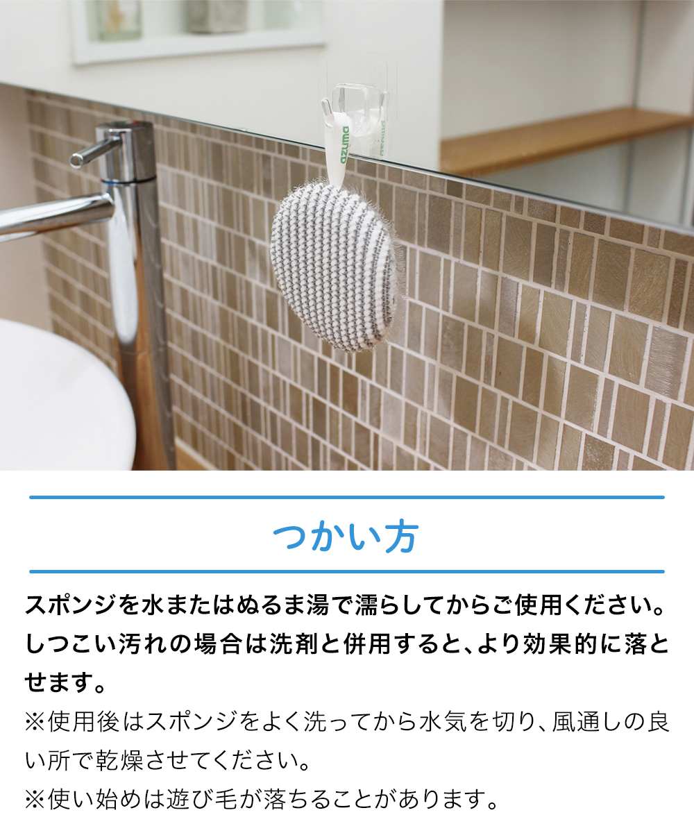 アズマ工業 両面使える ブラシスポンジ 洗面台用 W繊維 × ツンツン