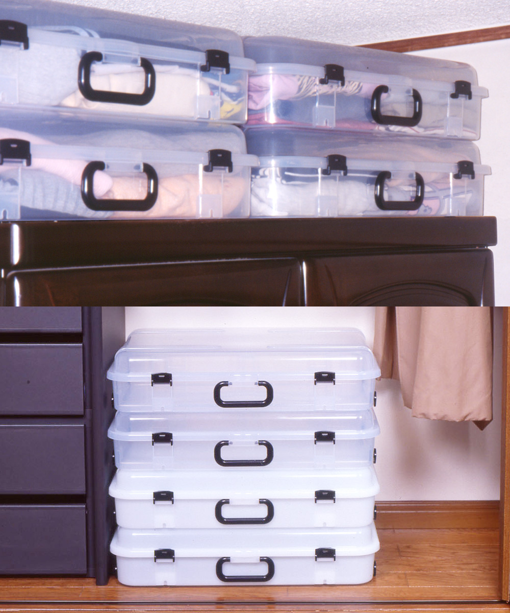 クローズケース 4P クリア 薄型収納ケース 取っ手付 平和工業 | 衣装