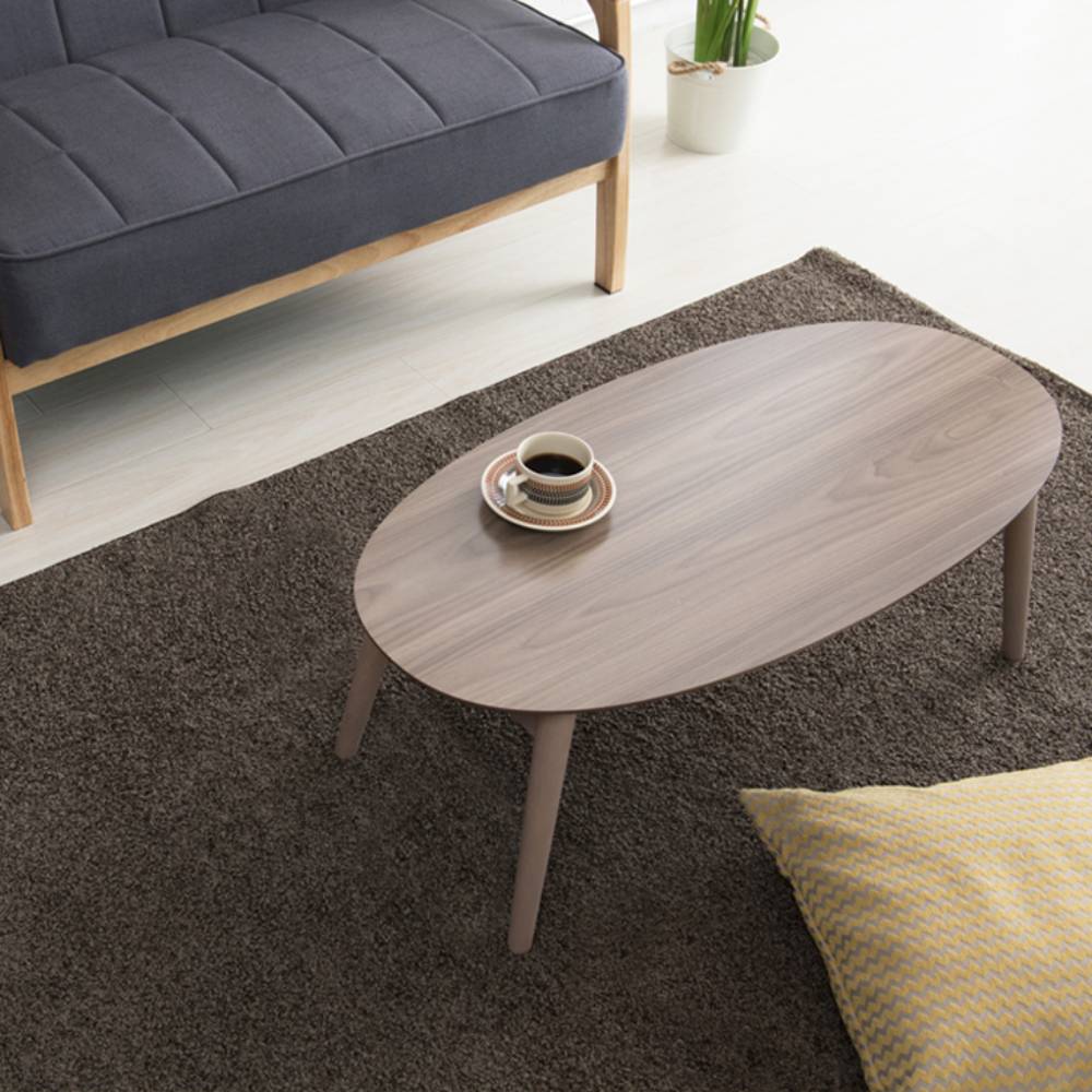 ローテーブル 折りたたみ テーブル オーバル 90cm × 45cm 木製 カーム