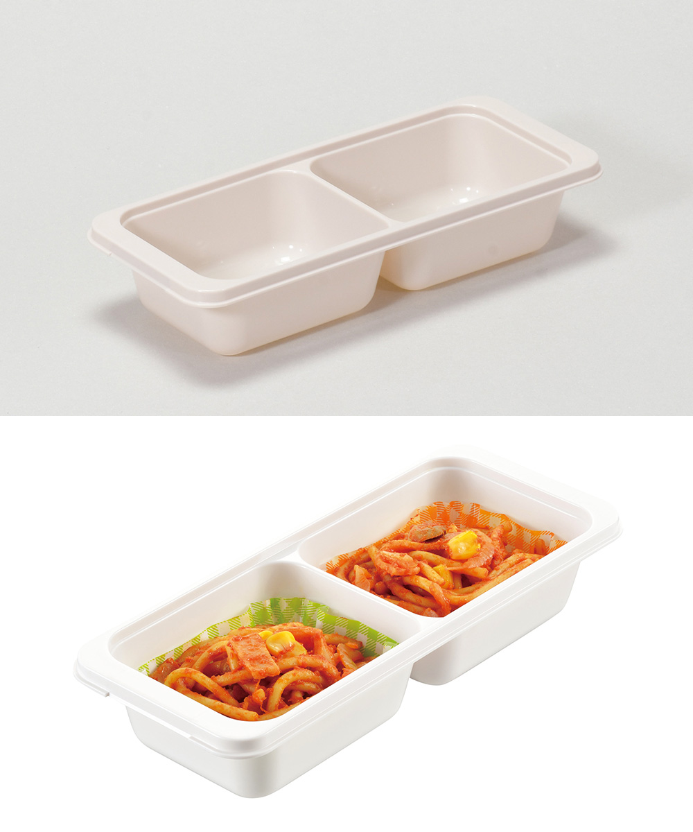 おかず 冷凍トレー 角中・小判型カップ×2マス 2個組 LD344 まとめて