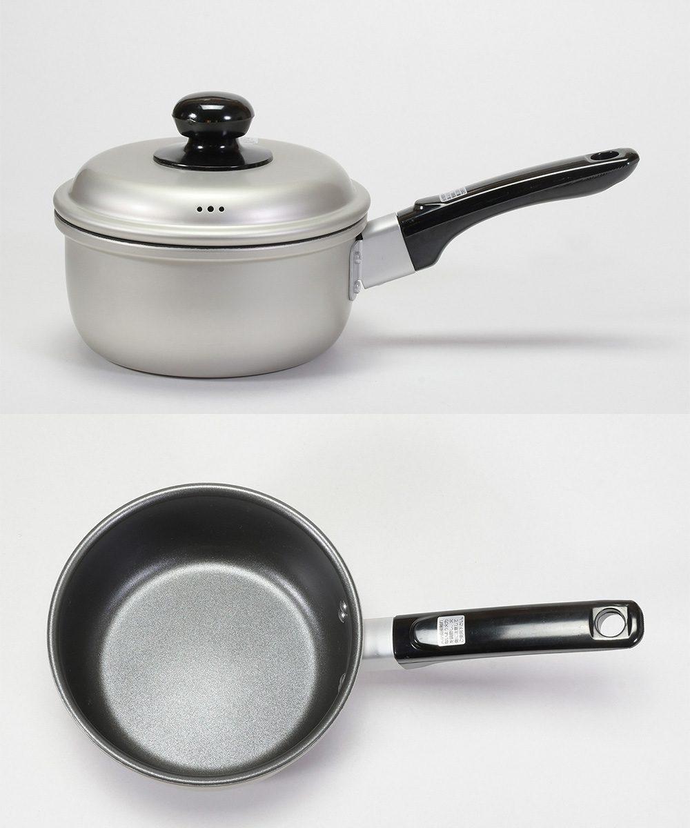 アルミ製片手鍋4個セット フッ素樹脂加工 アルミ鍋 片手 14cm LD374 軽量 こびりつきにくい