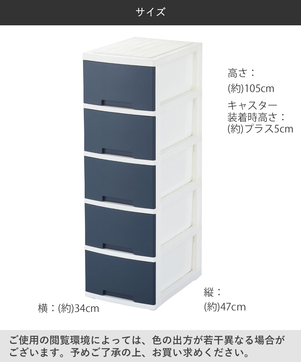 ニューライフスリム 収納ボックス 5段 キャスター付き グリーンパル