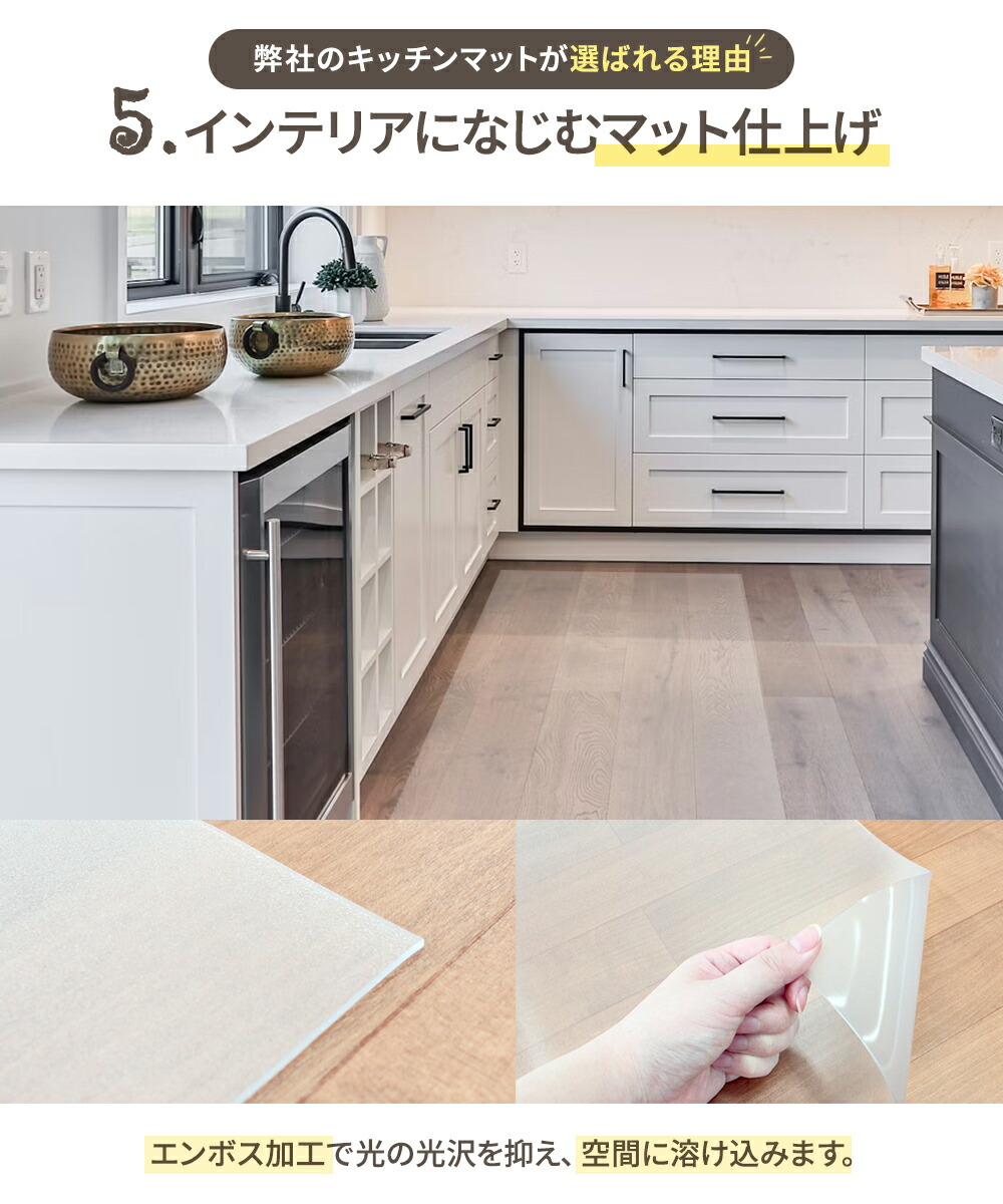 日本製 キッチンマット 透明 クリア 60×255cm | 透明マット 透明