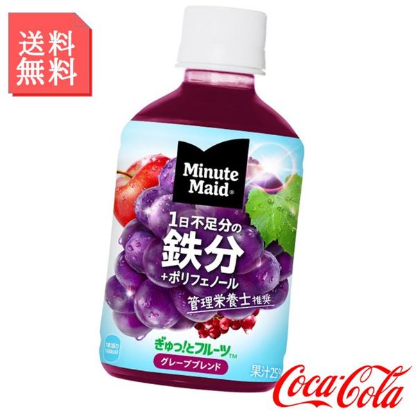 ミニッツメイド ぎゅっ!と フルーツ グレープブレンド 鉄分 280ml ペットボトル 1ケース 24本入 | 