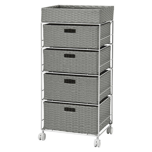 ランドリーラック ワイド ミドル サニタリーチェスト 大容量収納 幅60.5cm 引き出し4段 上段バスケット付き 約 5×奥行27 幅60 ： 幅55