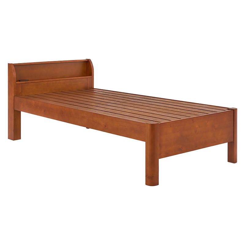 ベッド ベッドフレーム シングル 組み立て簡単 頑丈 耐荷重400kg 木製 すのこ床板 高さ調節 2口コンセント付き｜kanaemina-kagu｜03