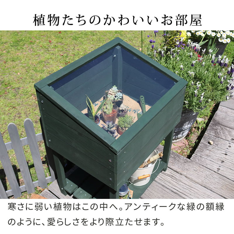 温室 小型温室 木製 アクリル窓付グリーンハウス（温室）おしゃれ 