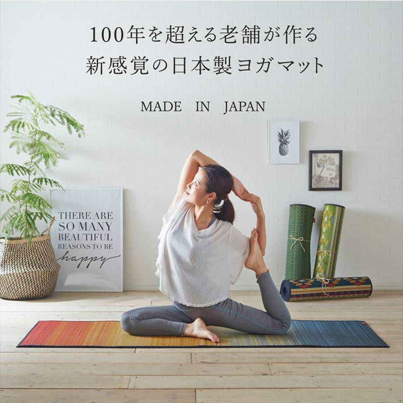 ヨガマット い草 畳マット 60x180cm yoga ジョイ グラデーション 国産い草使用 ヘリデニム生地 裏面PVC 滑り止め付き_1
