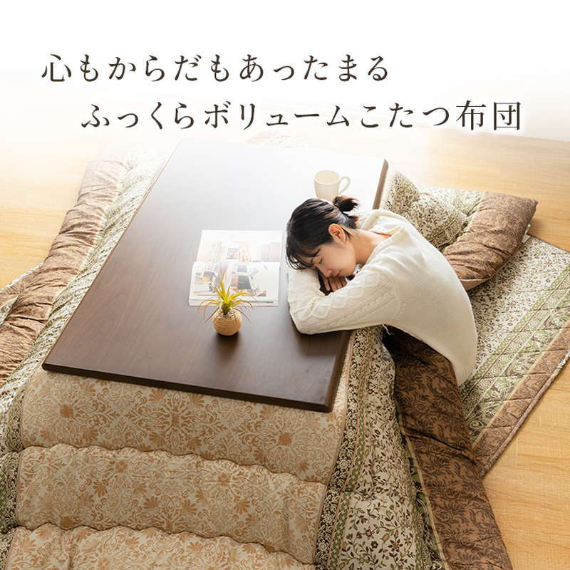 こたつ布団 大判 長方形 205×285cm コタツ布団 厚手 厚掛け布団 おしゃれ 花柄 エレガンス調 裏地フランネル生地 国内綿入れ加工_4
