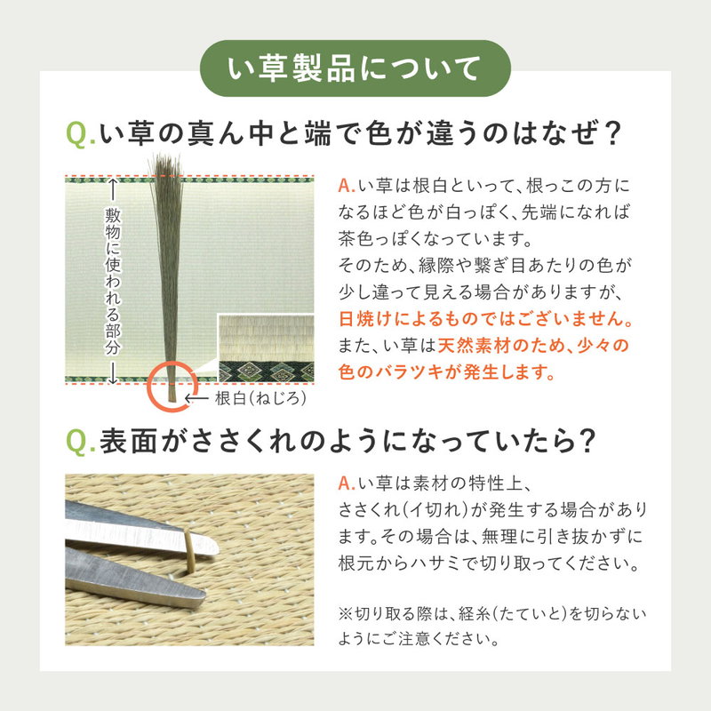 い草ラグ ござ 上敷き カーペット 江戸間 4.5畳 261x261cm 涼み 和モダン 天然い草使用 裏貼りあり フローリング対応_18