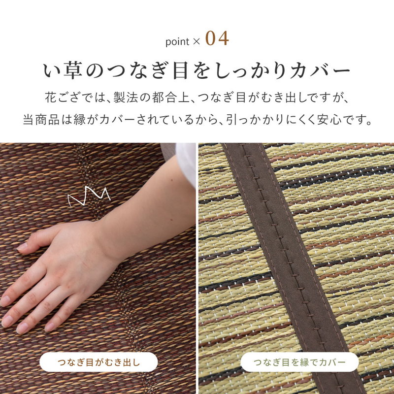 い草ラグ ござ 上敷き カーペット 江戸間 4.5畳 261x261cm 涼み 和モダン 天然い草使用 裏貼りあり フローリング対応_7