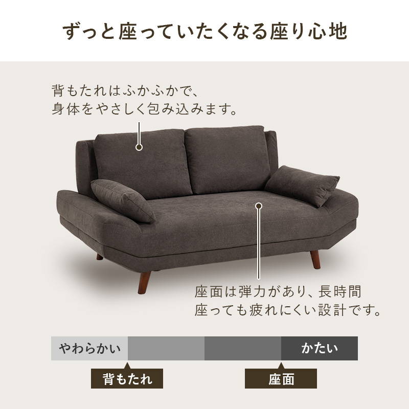 HAGiHARA（萩原） ごろ寝ソファ ソファー 2人掛け 奥行広め ロー/ハイ
