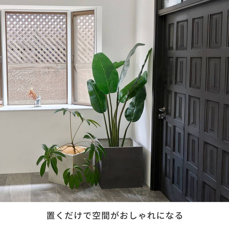プランター 植木鉢 大型 正方形 大小2個セット 40/50cm幅 石調FRP