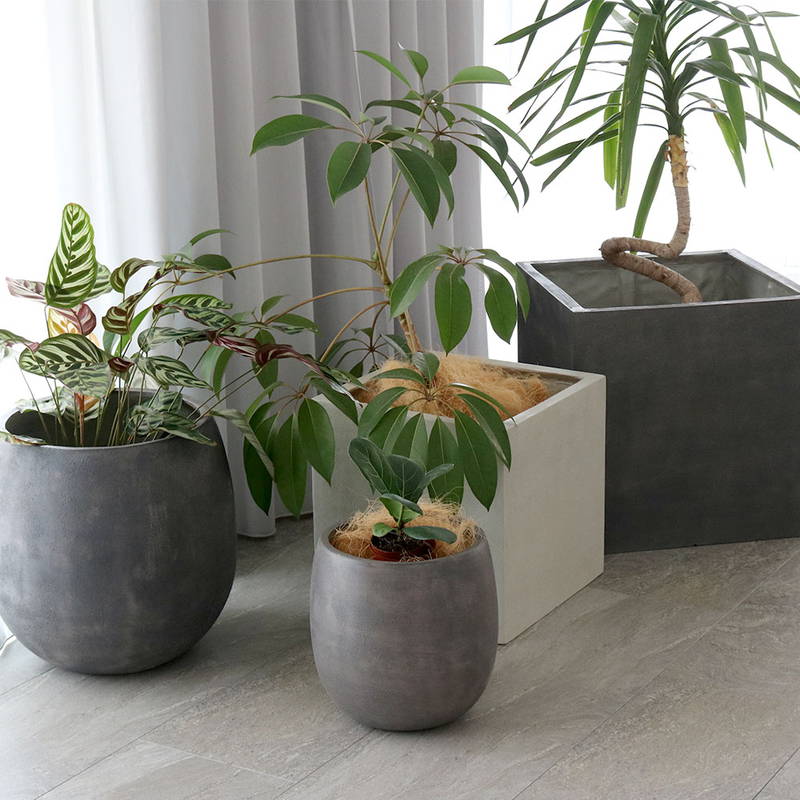 プランター 植木鉢 大型 正方形 大小2個セット 40/50cm幅 石調FRP