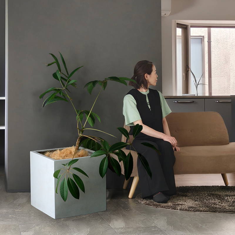 プランター 植木鉢 大型 正方形 50cm幅 石調FRPプランター キューブ型