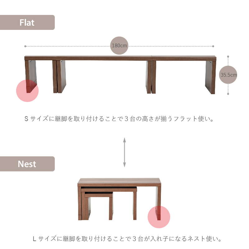 ネストテーブル フリーラック 収納棚 コの字型 おしゃれ テーブル
