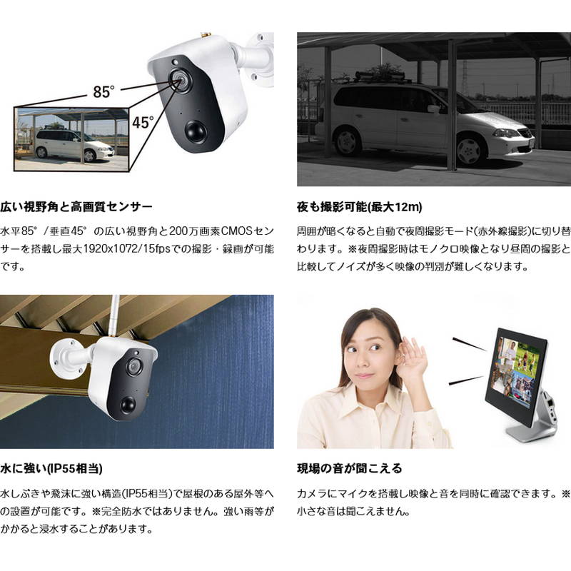 Alter+ 防犯カメラ 屋外 ソーラー 電源配線不要 無線カメラ